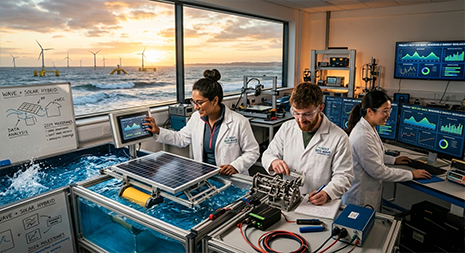 Engineering team analyzing solar cell patents